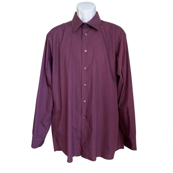 Calvin Klein Other - Calvin Klein Men's Dress Shirt  100% Cotton | Dark Purple Maroon Size 17 34/35